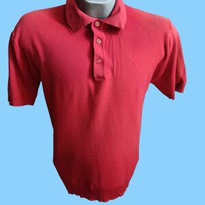 Vintage Polo Shirt 70's Medium Men's Ban-Lon Deep Red Stretch Buttery Knit